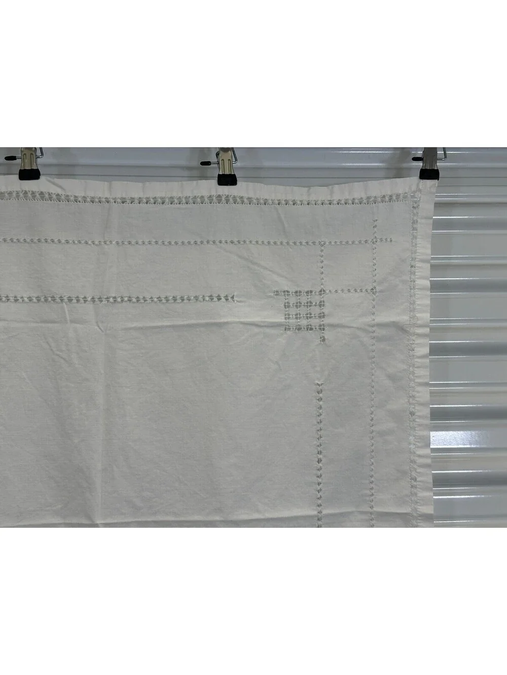 Vintage Cutwork Geometric Card Table Tablecloth Topper Handmade Embroidered